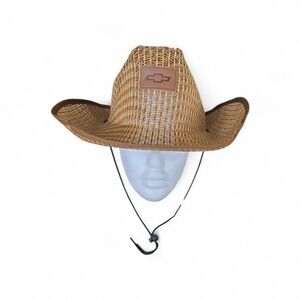 Straw Chevy Western Style Cowboy Hat With String